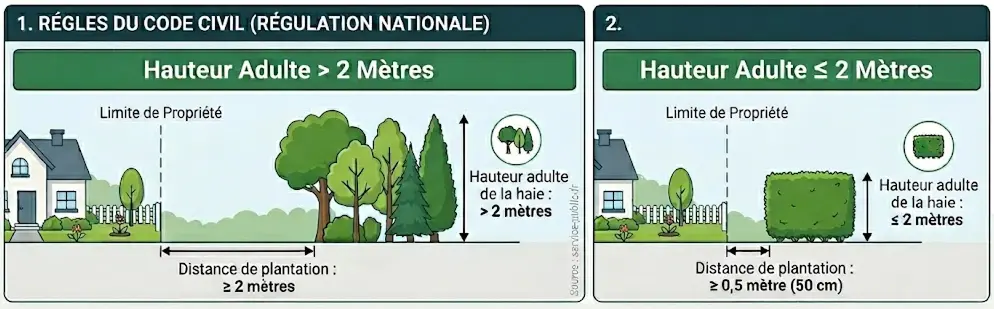Distance haie-clôture, ce que dit la règlementation